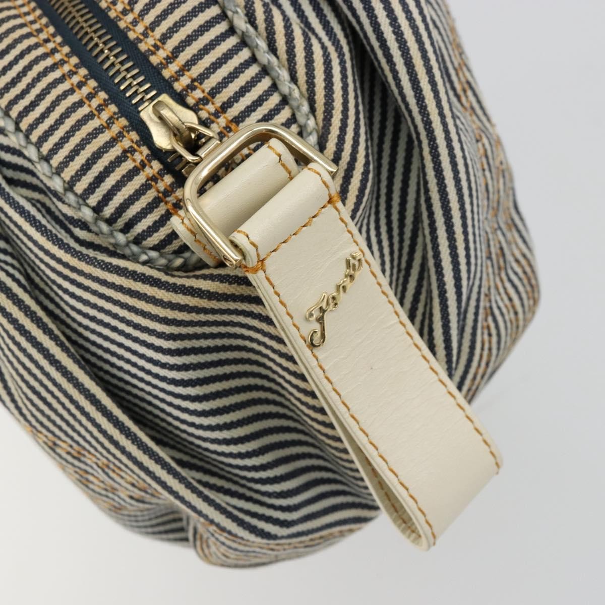 Fendi FENDI Spy Hand Bag Canvas Navy Gold Authentic bs35147A