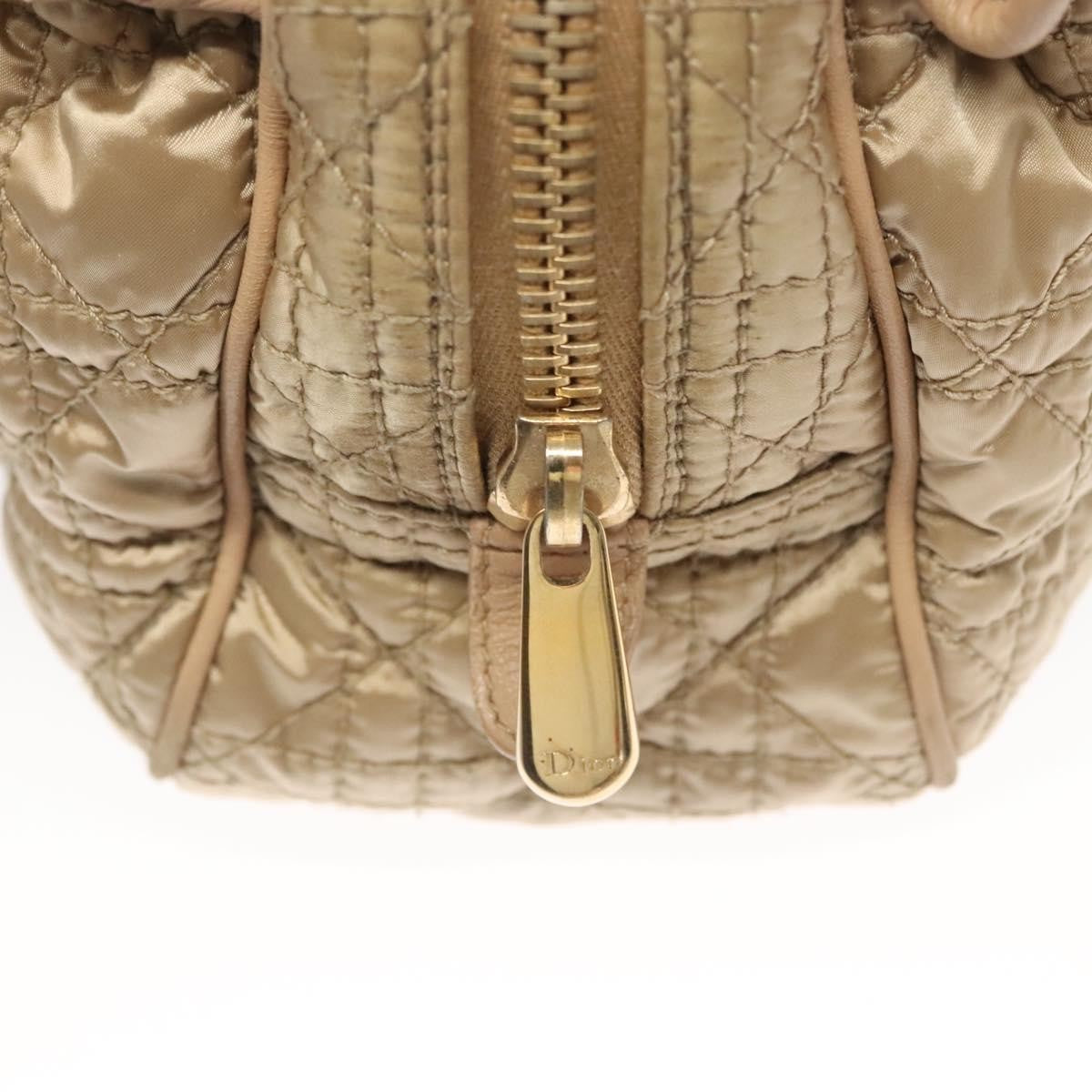 Dior Christian Dior Canage Hand Bag Nylon Beige Gold Authentic mr1376