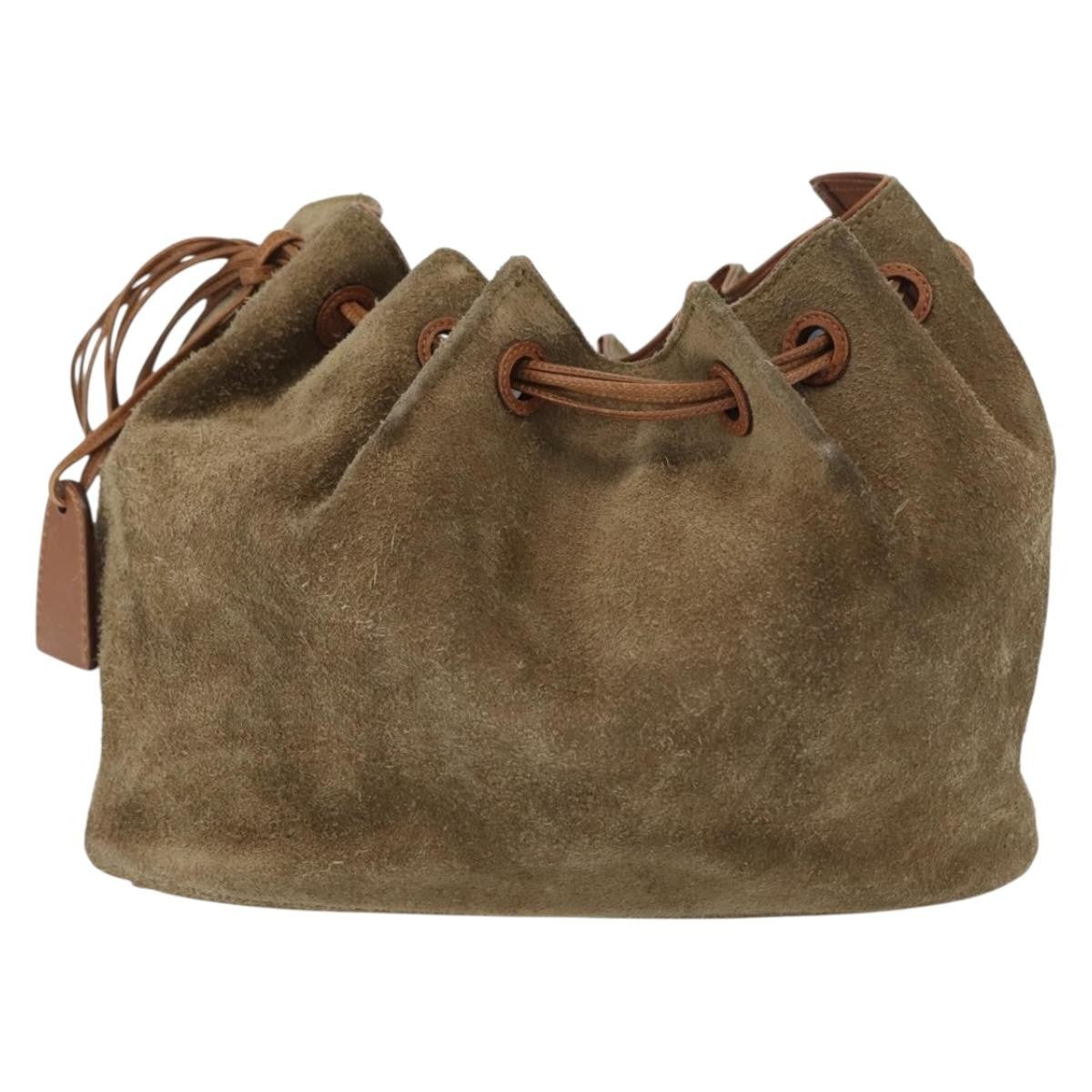 Gucci GUCCI Shoulder Bag Suede Beige Gold Authentic 162826