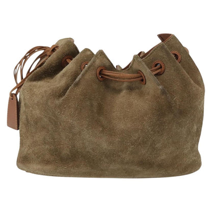 Gucci GUCCI Shoulder Bag Suede Beige Gold Authentic 162826
