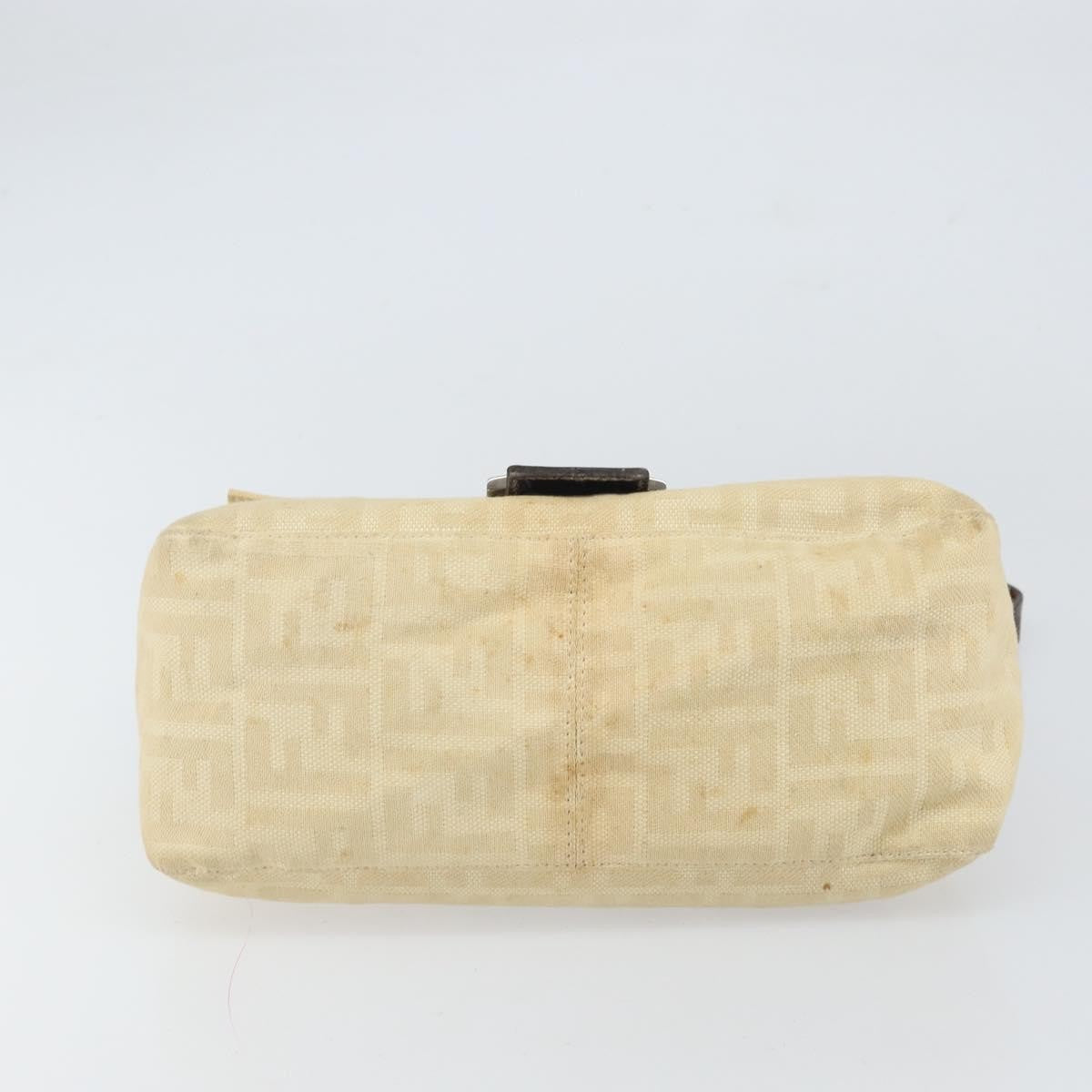 Fendi FENDI Zucca Canvas Mamma Baguette Shoulder Bag Beige Silver Authentic 162335