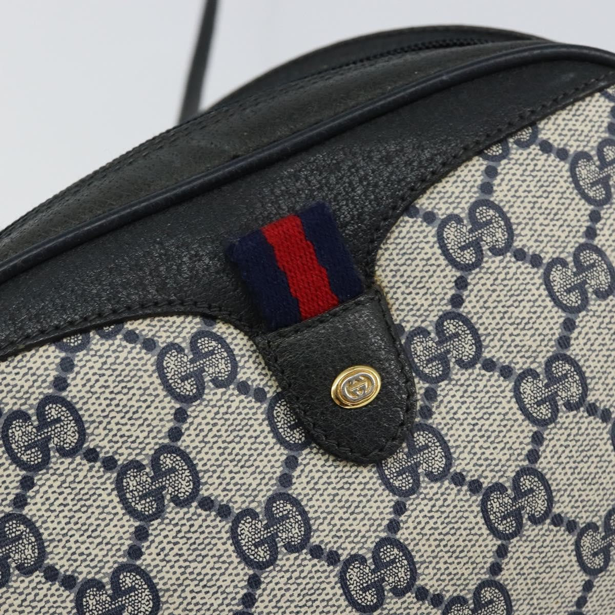 Gucci GUCCI GG Supreme Sherry Line Shoulder Bag PVC Navy Red 89 02 066 Authentic 150546