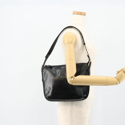 Loewe LOEWE Anagram Shoulder Bag Leather Black Gold Authentic 177548