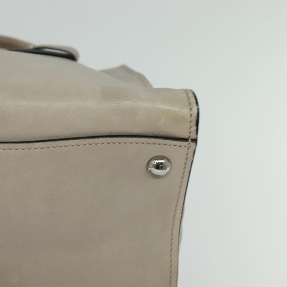 Prada PRADA Hand Bag Leather 2way Beige Silver Authentic am7940