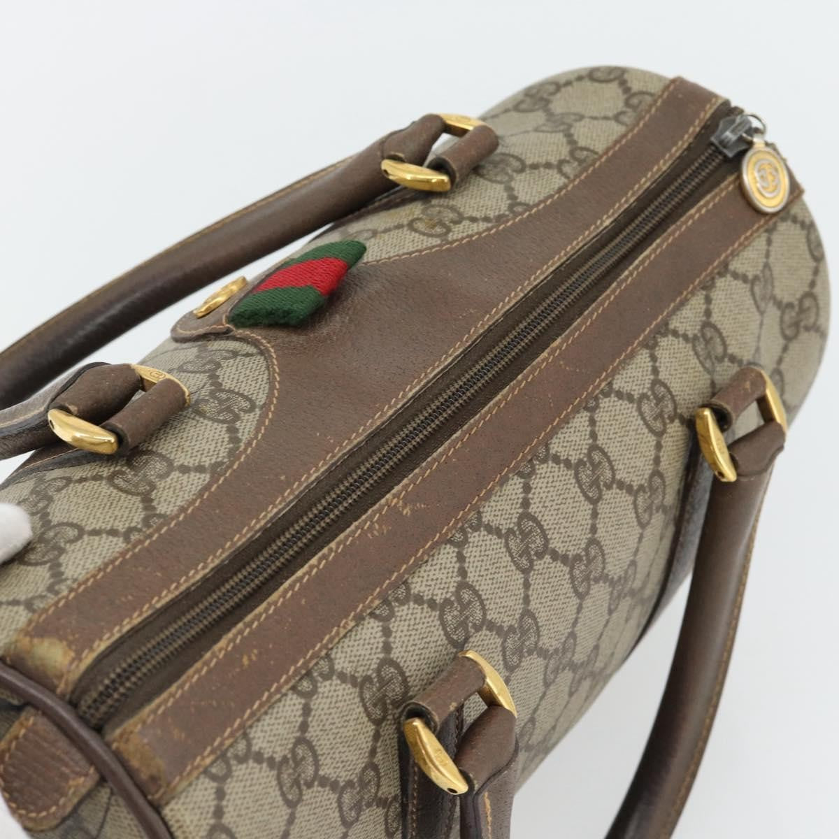 Gucci GUCCI GG Supreme Web Sherry Line Bag PVC Beige Gold 40 02 006 Authentic BA12926