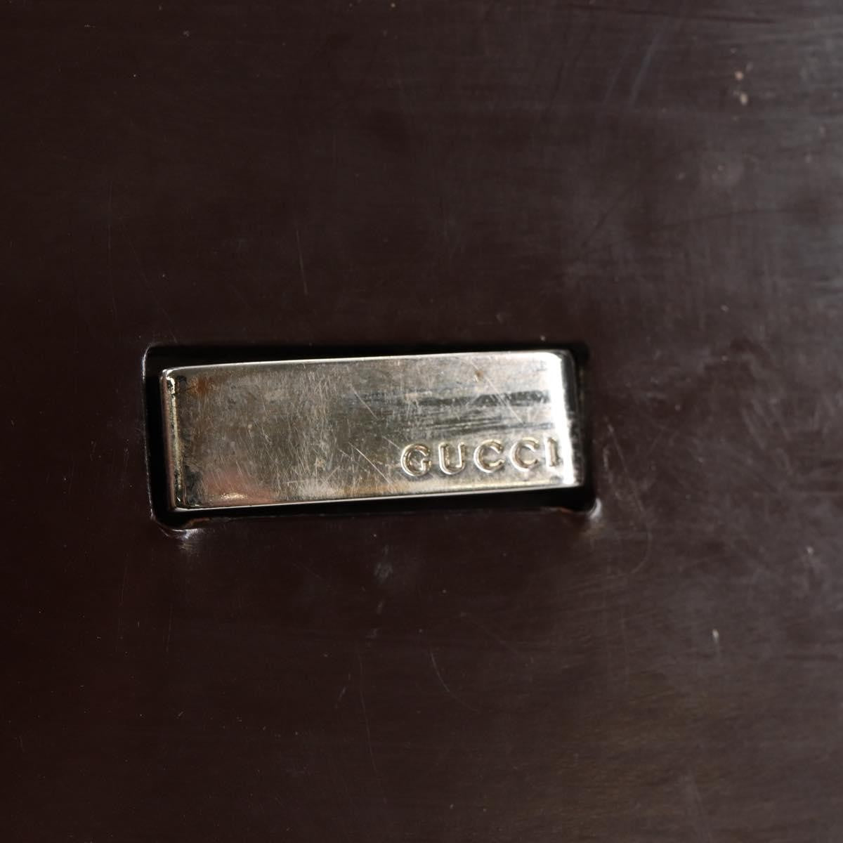 Gucci GUCCI Shoulder Bag Patent leather Brown Silver 002 2046 0433 Authentic bs26623