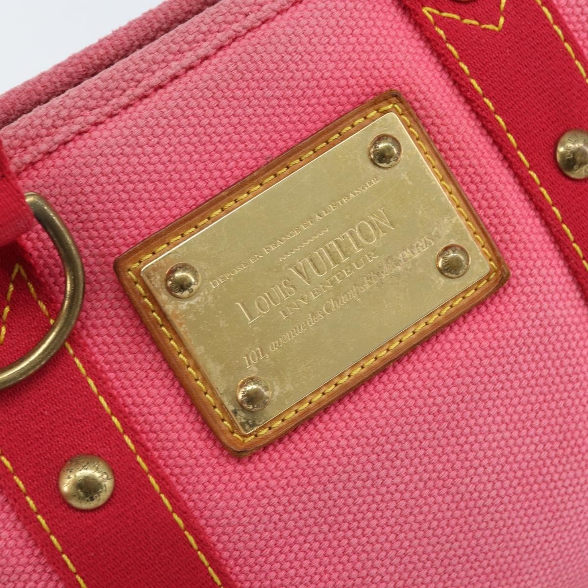 Louis Vuitton LOUIS VUITTON Antigua Cabas PM Hand Bag Rouge Pink M40088 LV Authentic ka2366