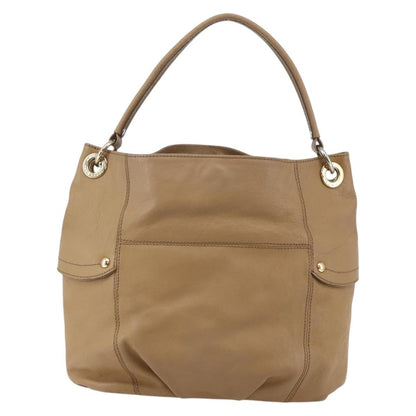 Burberry BURBERRY Blue Label Shoulder Bag Leather Beige Gold Authentic ti3445