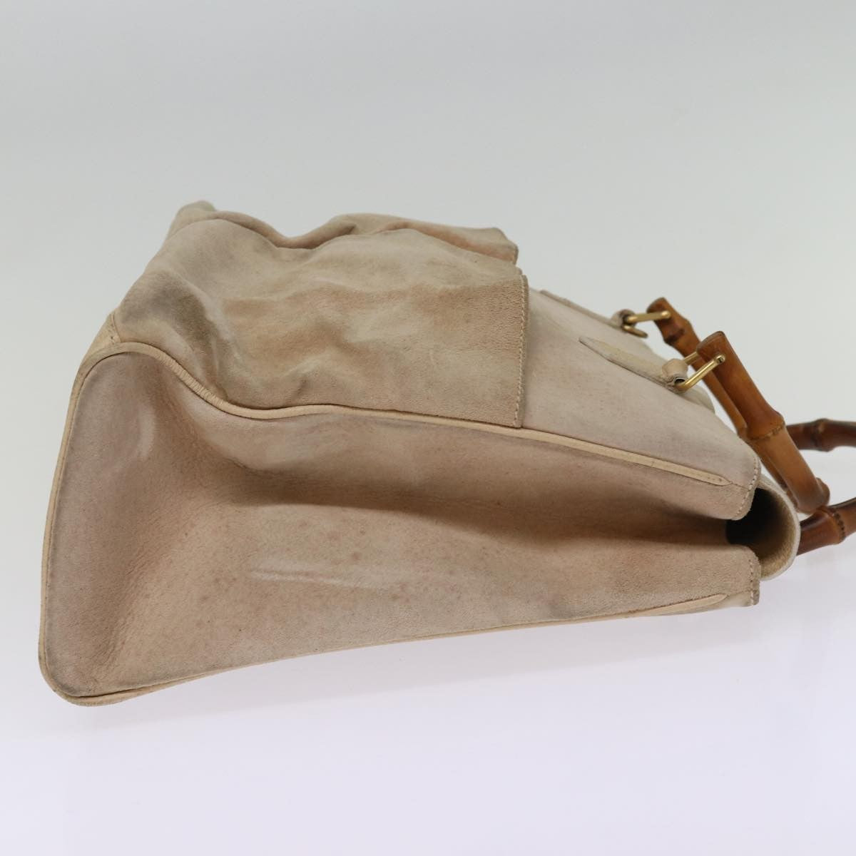 Gucci GUCCI Bamboo Tote Bag Suede 2way Beige 002 2855 0322 0 Authentic 77226