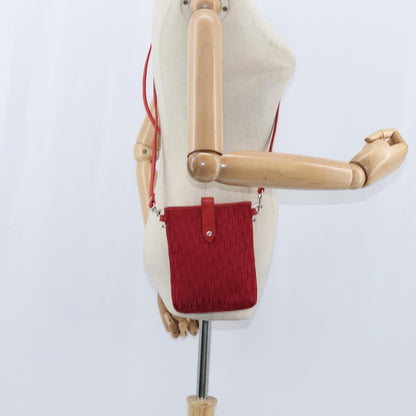Dior Christian Dior Trotter Canvas Shoulder Bag Red Silver Authentic 147558