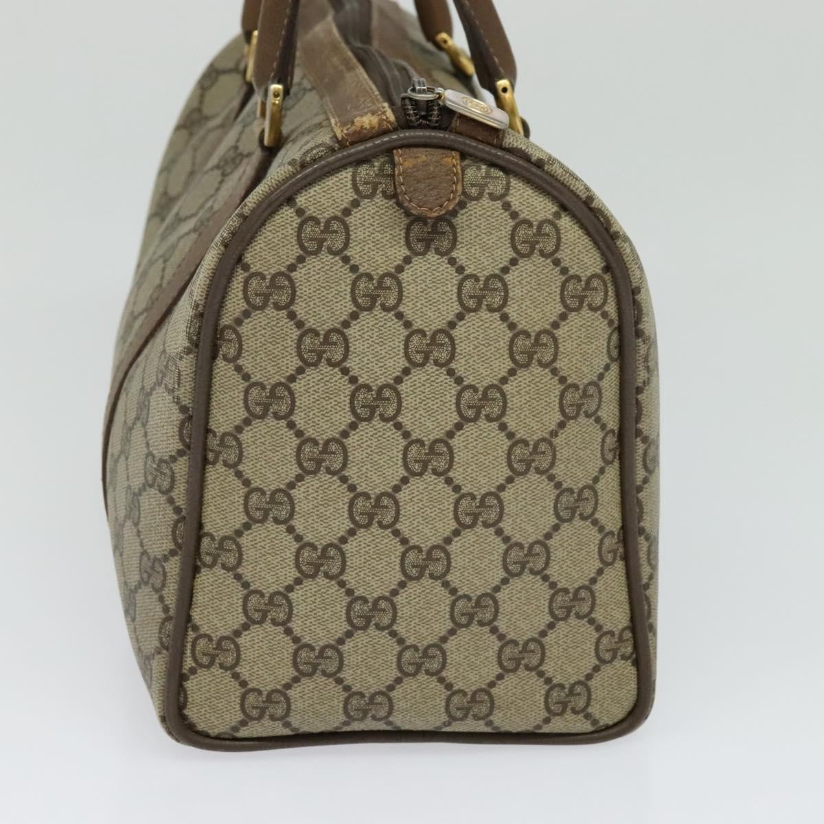 Gucci GUCCI GG Supreme Web Sherry Line Boston Bag PVC Beige Gold 40 02 007 Authentic KD431