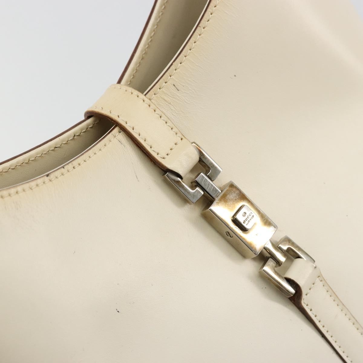Gucci GUCCI Jackie Shoulder Bag Leather White Silver 001 3875 Authentic bs34535