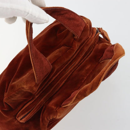 Prada PRADA Hand Bag Velor Brown Gold Authentic bs35158