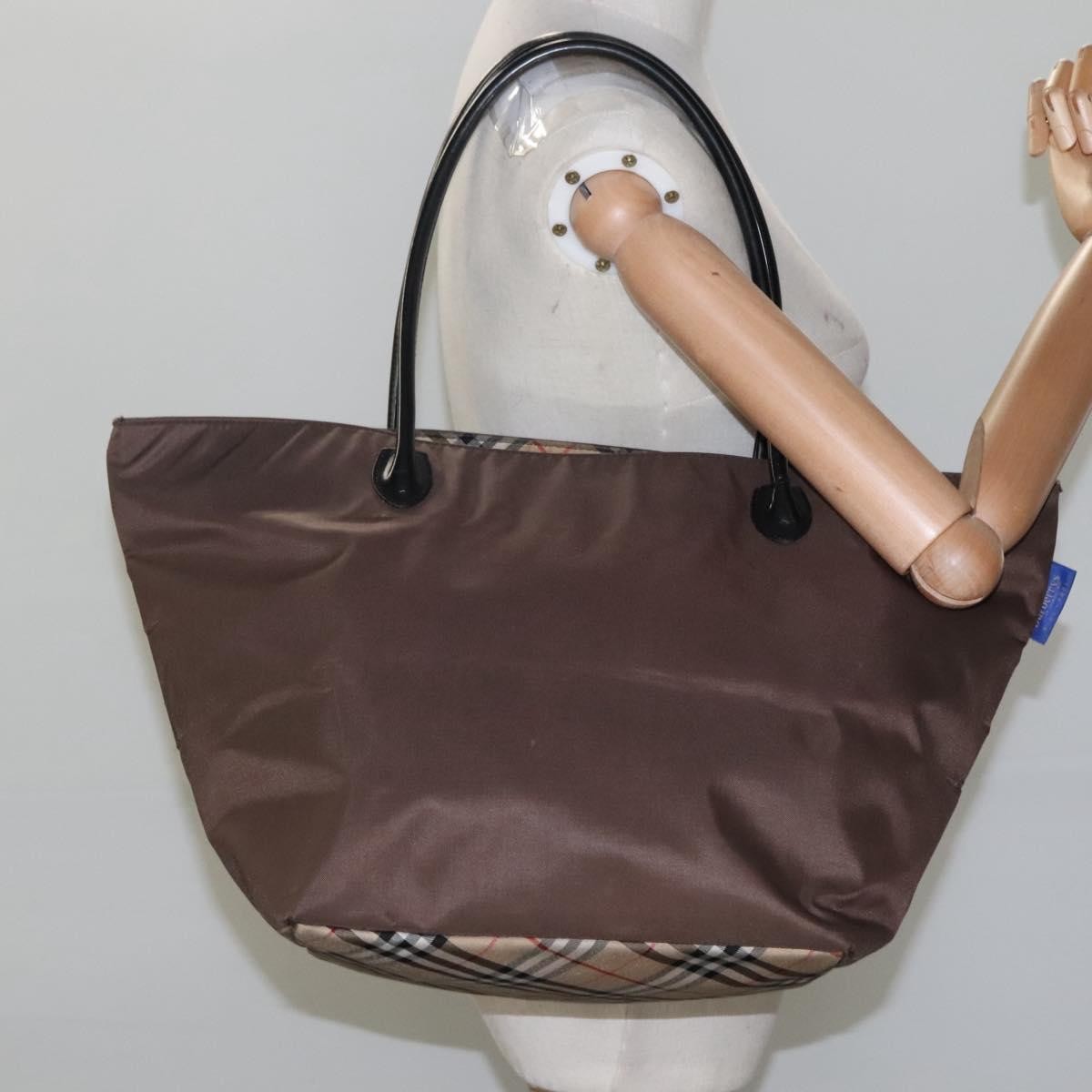 Burberrys Burberrys Blue Label Tote Bag Nylon Brown Authentic ti2871