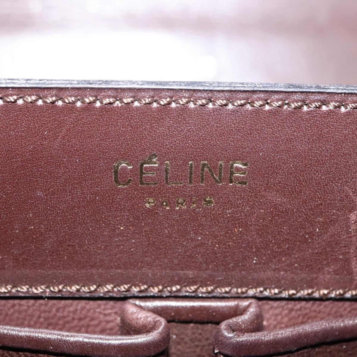 Celine CELINE Hand Bag Leather Brown Gold Authentic fm4934