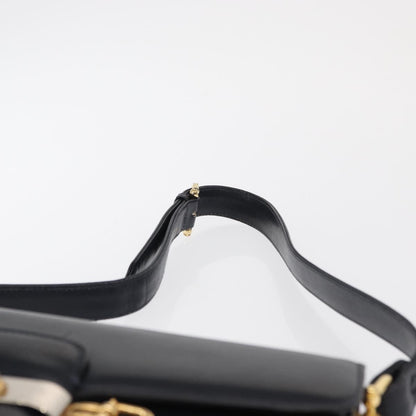 Celine CELINE Horse Carriage Shoulder Bag Leather Navy Gold Authentic 162409
