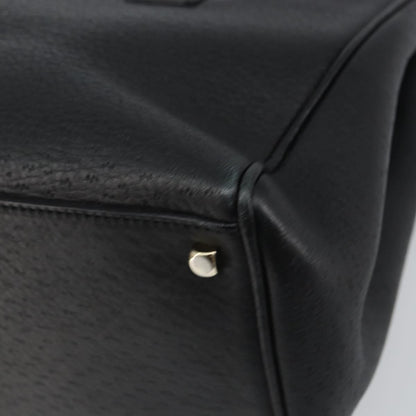 Salvatore Ferragamo Salvatore Ferragamo Gancini Hand Bag Leather Black Gold Authentic 157314