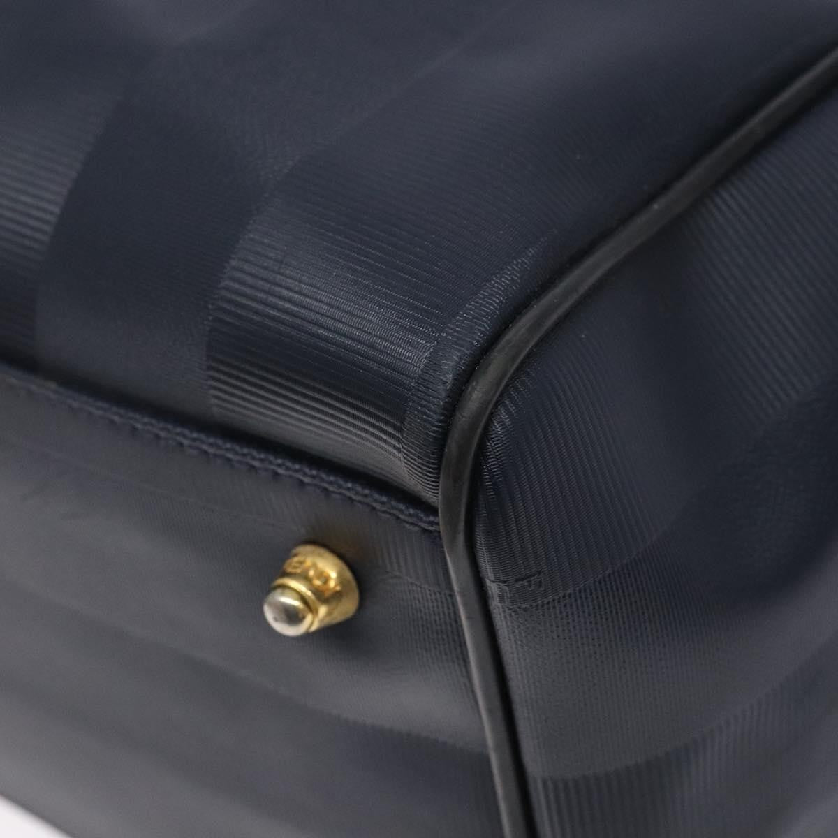 Fendi FENDI Pecan Canvas Hand Bag Navy Gold Authentic ep10858