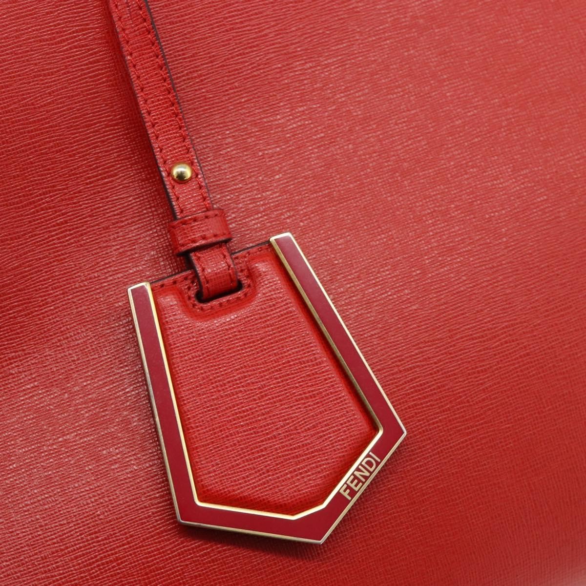Fendi FENDI 2 JOURS Medium Hand Bag Leather 2way Red Gold Authentic 176097A