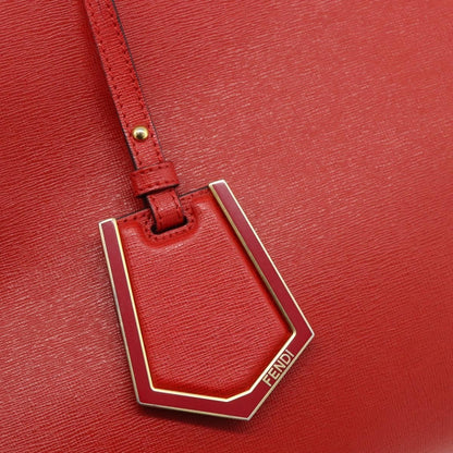 Fendi FENDI 2 JOURS Medium Hand Bag Leather 2way Red Gold Authentic 176097A