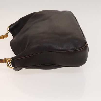 Gucci GUCCI Bamboo Hand Bag Leather 2way Brown Gold 001 2123 1577 Authentic th6173