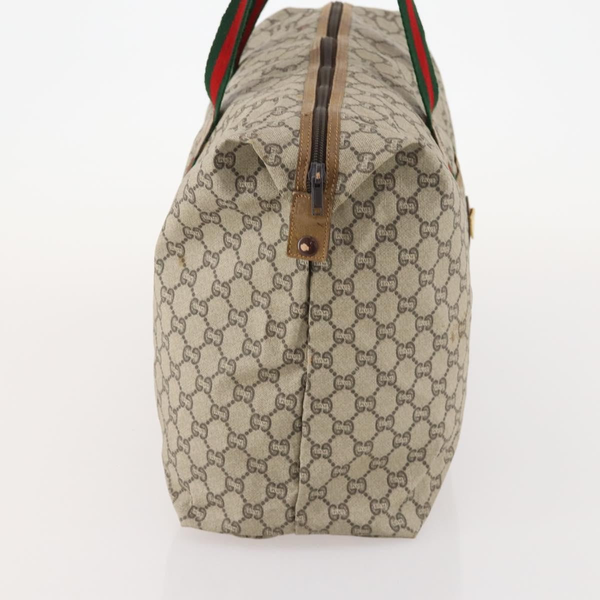 Gucci GUCCI GG Plus Supreme Web Sherry Line Boston Bag PVC Beige Authentic 173664