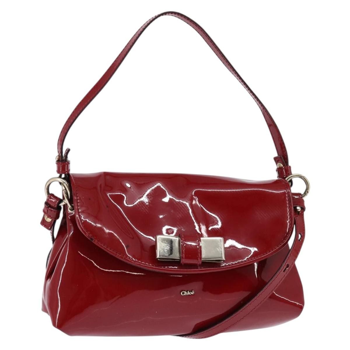 Chloé Chloé Chloe 2way Pouch Enamel Red Gold Authentic bs29581 Bag