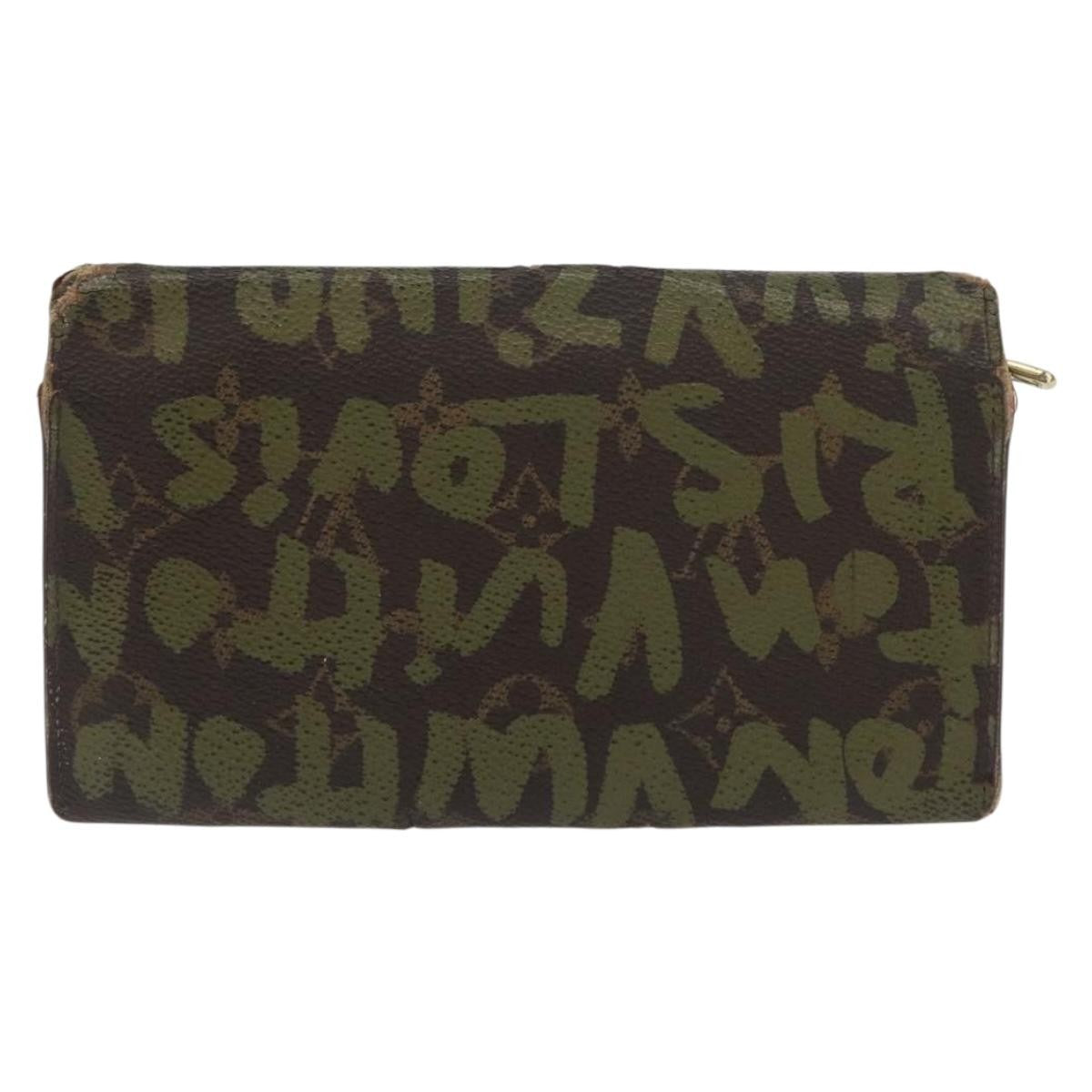 Louis Vuitton LOUIS VUITTON Graffiti Porte Monnaie Credit Wallet Khaki M92188 Authentic ARZ914 Bag