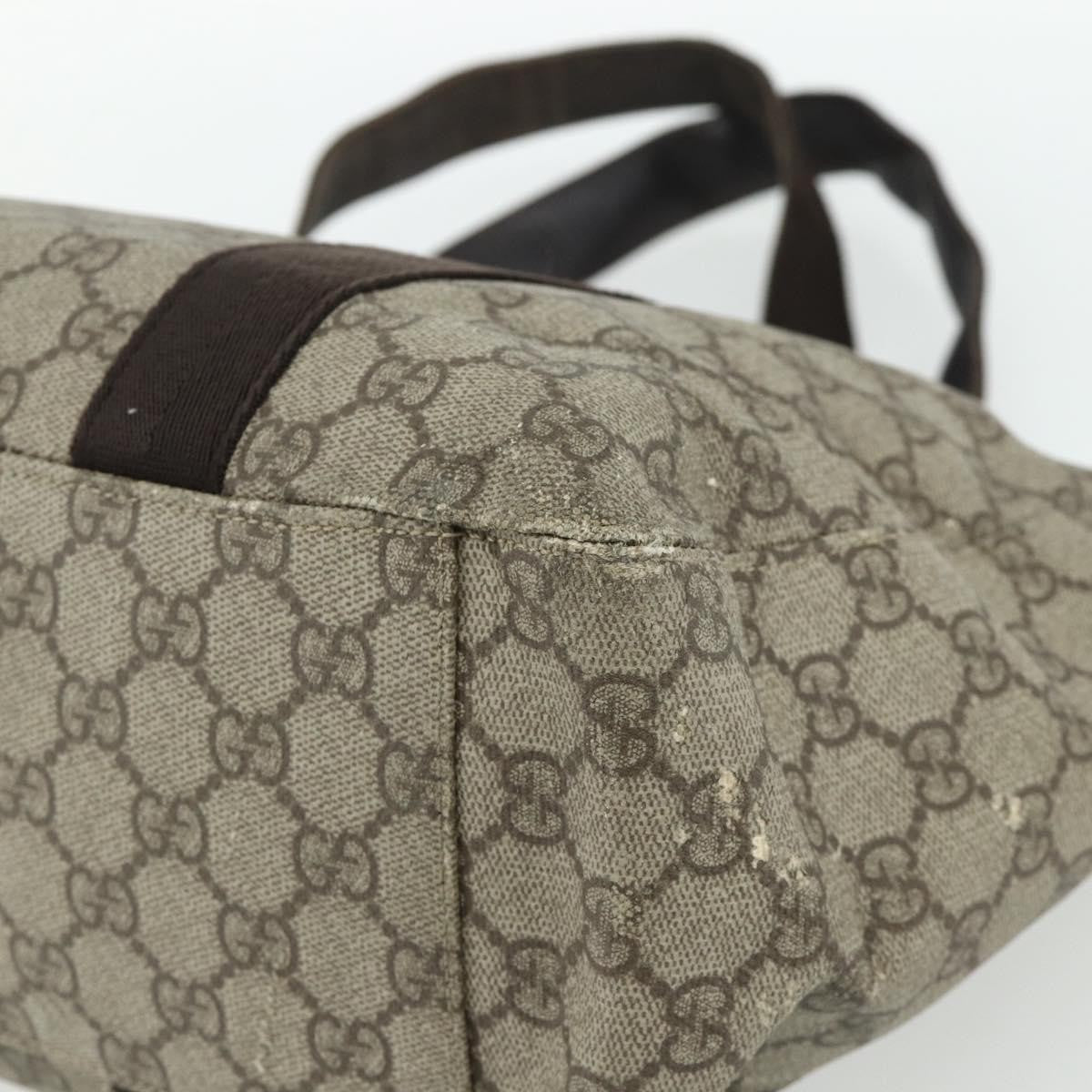 Gucci GUCCI GG Supreme Tote Bag PVC Beige Silver 141624 Authentic 178059