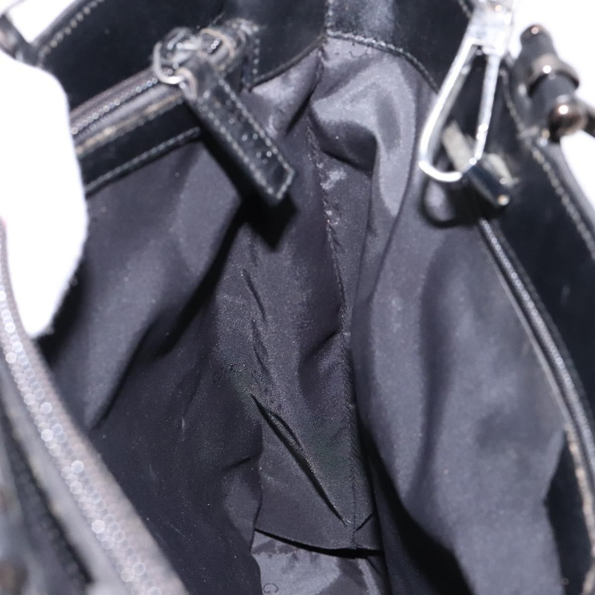 Gucci GUCCI Hand Bag Nylon 2way Black Silver 002 1028 2684 Authentic 139157
