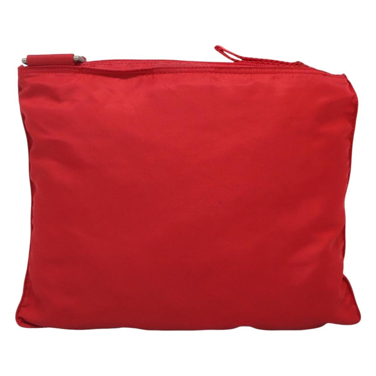 Prada PRADA Shoulder Bag Nylon Red Silver Authentic 101081