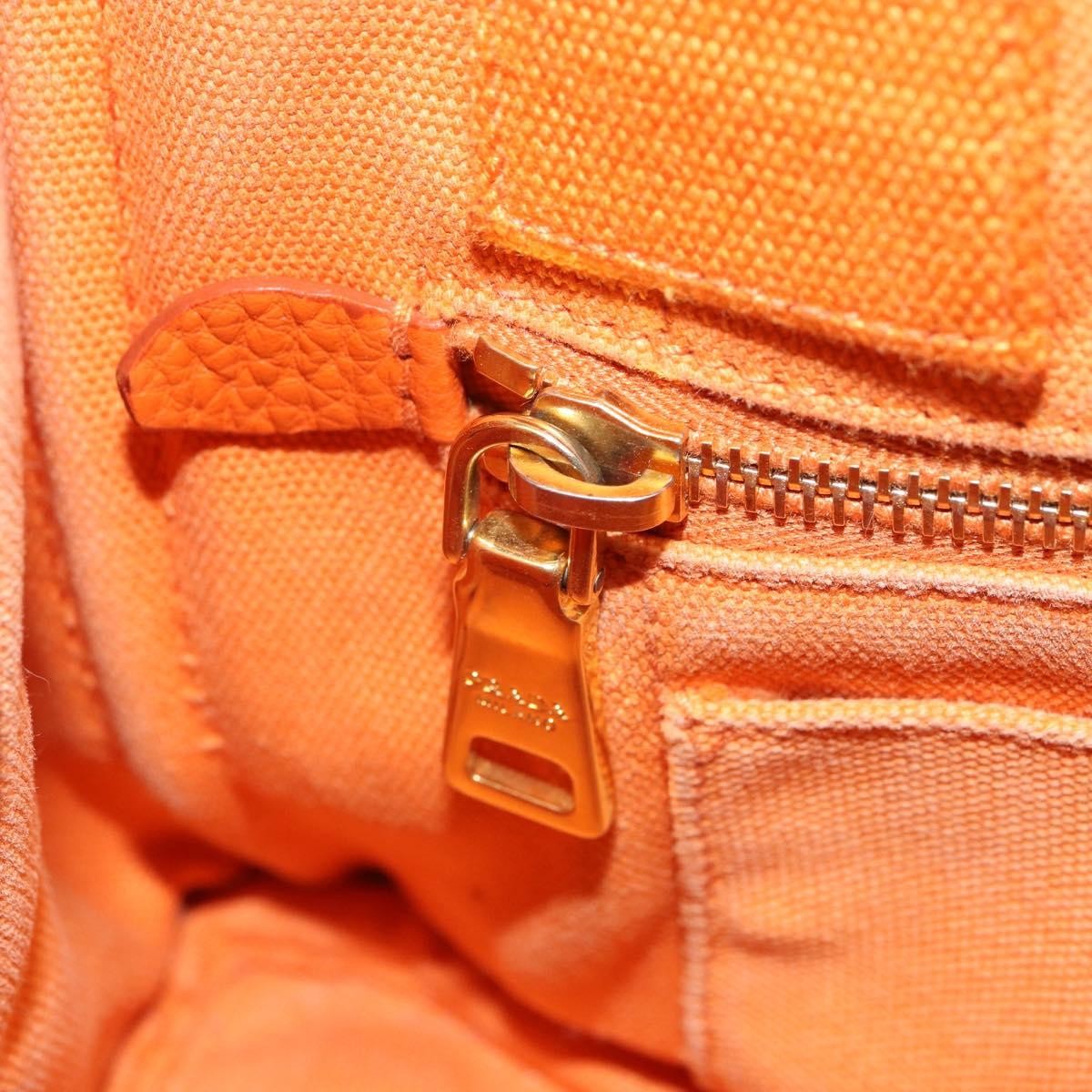 Prada PRADA Canapa PM Hand Bag Canvas Orange Gold Authentic 164219