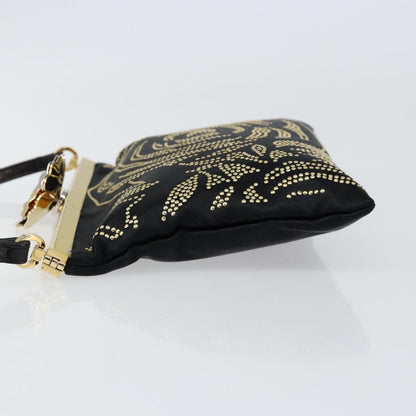 Valentino VALENTINO Hand Bag Satin Brown Gold Authentic bs30808