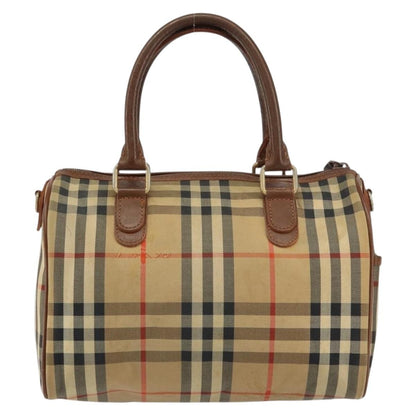 Burberrys Burberrys Nova Check Hand Bag Canvas Leather Beige Gold Authentic mr1638