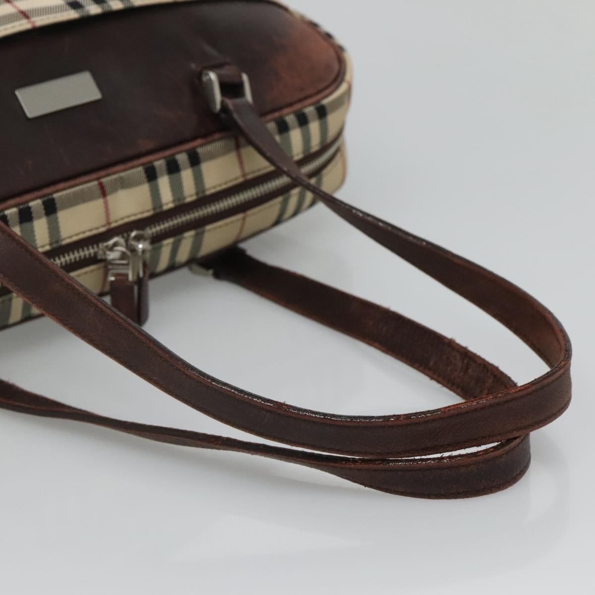 Burberry BURBERRY Nova Check Boston Bag Canvas Beige Authentic BD1812