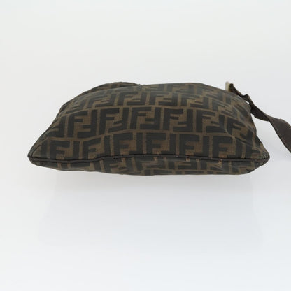 Fendi FENDI Pecan Canvas Zucca Canvas Hand Bag Leather 3 Set Brown Black Authentic 165122