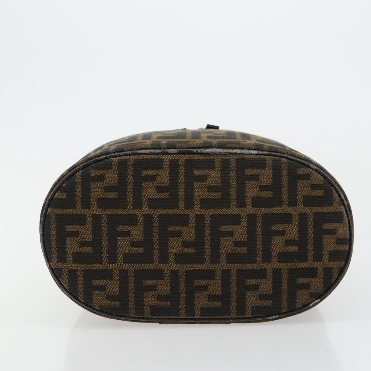 Fendi FENDI Zucca Canvas Vanity Hand Bag Black Brown Authentic 180329