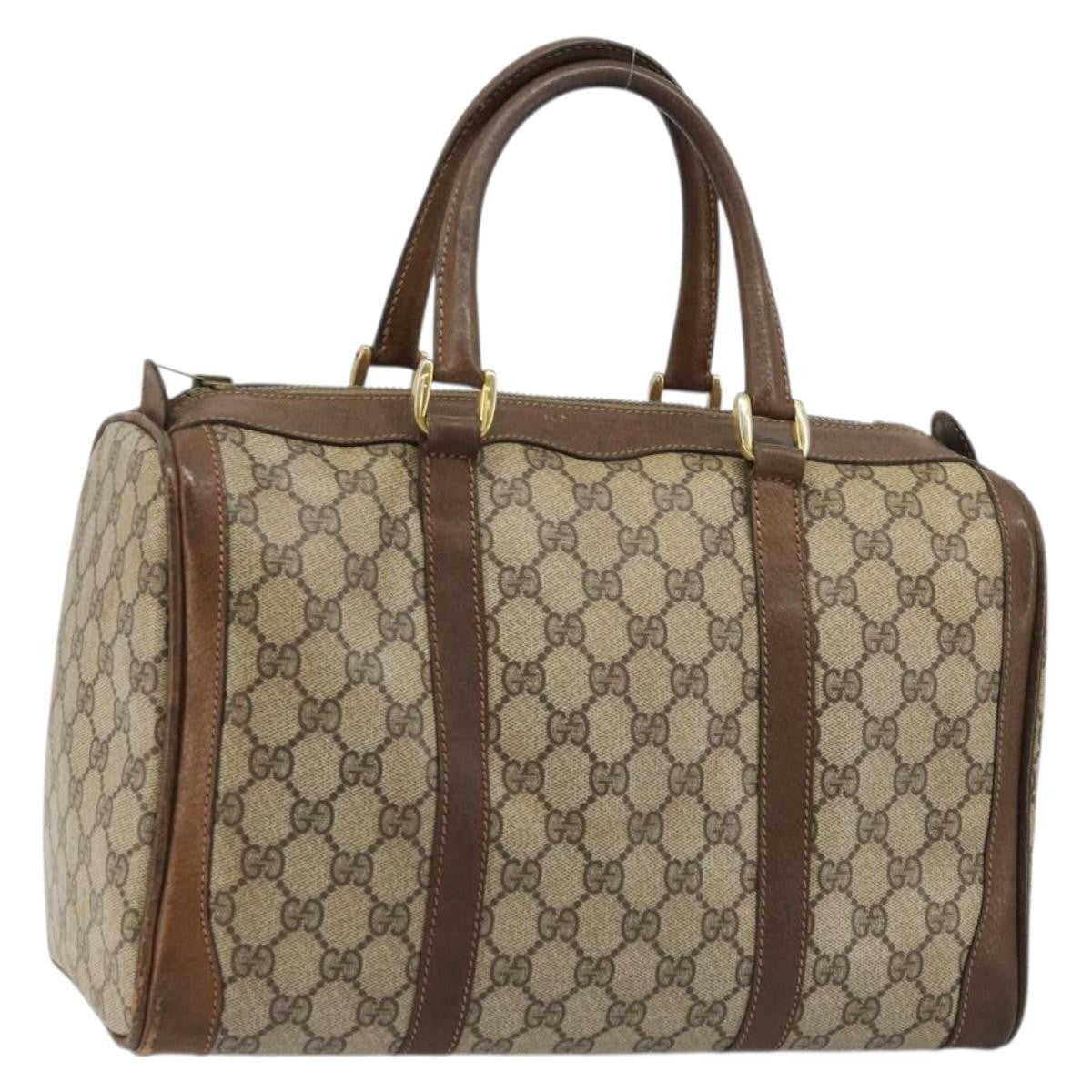 Gucci GUCCI GG Supreme Hand Bag PVC Beige Gold Authentic YKZ987