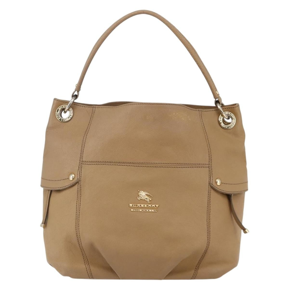 Burberry BURBERRY Blue Label Shoulder Bag Leather Beige Gold Authentic ti3445