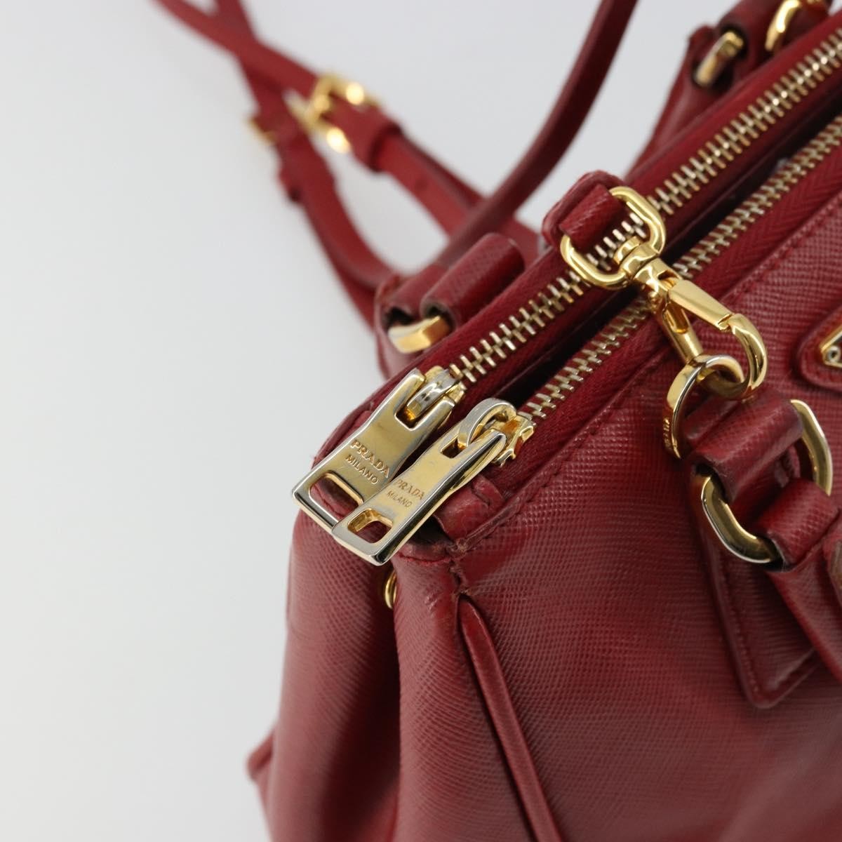 Prada PRADA Hand Bag Safiano leather 2way Red Gold Authentic 179933