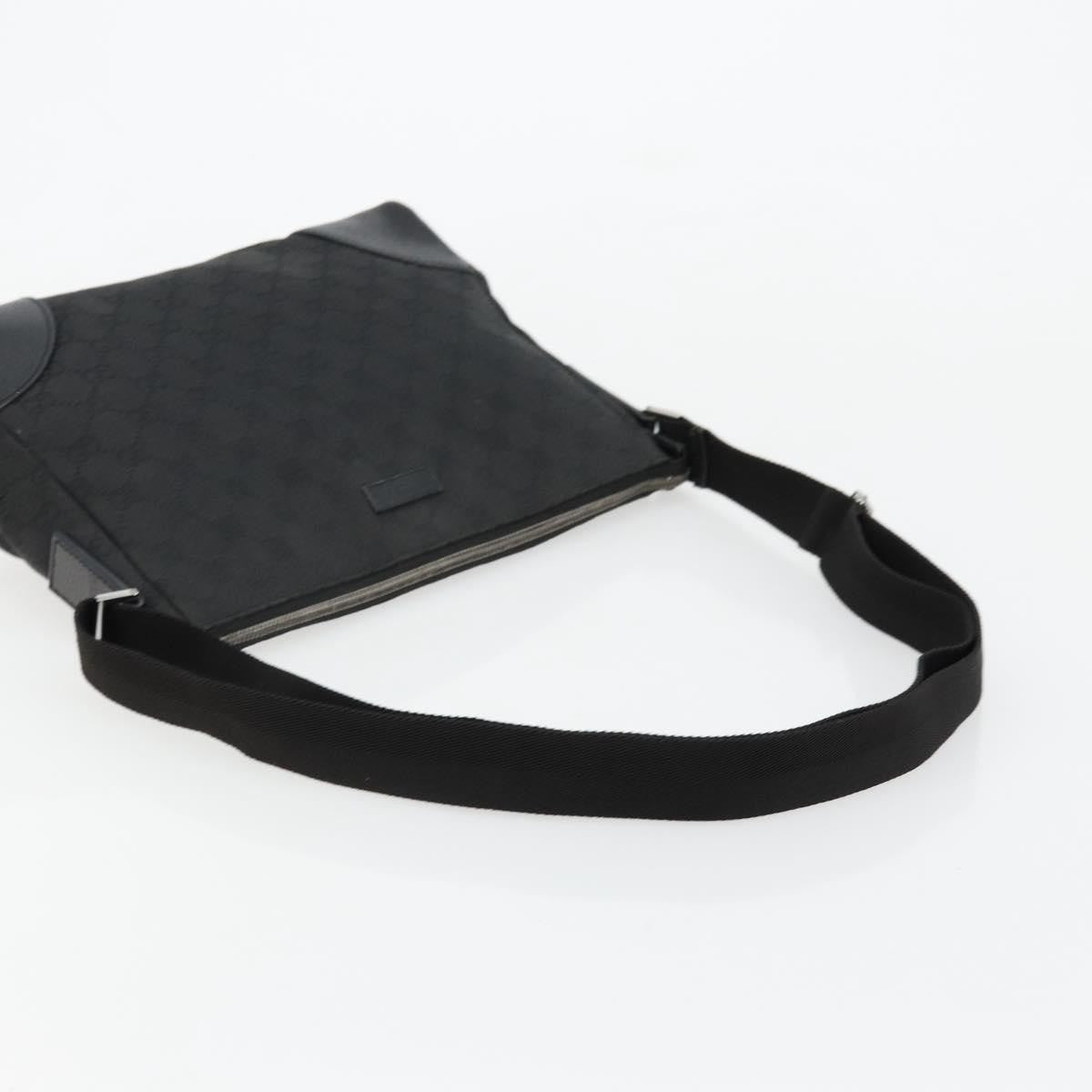 Gucci GUCCI GG Canvas Shoulder Bag Black Silver 114273 Authentic ep14561