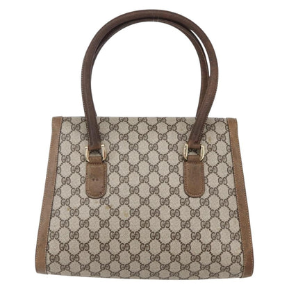 Gucci GUCCI GG Supreme Hand Bag PVC Beige Gold Authentic 150024