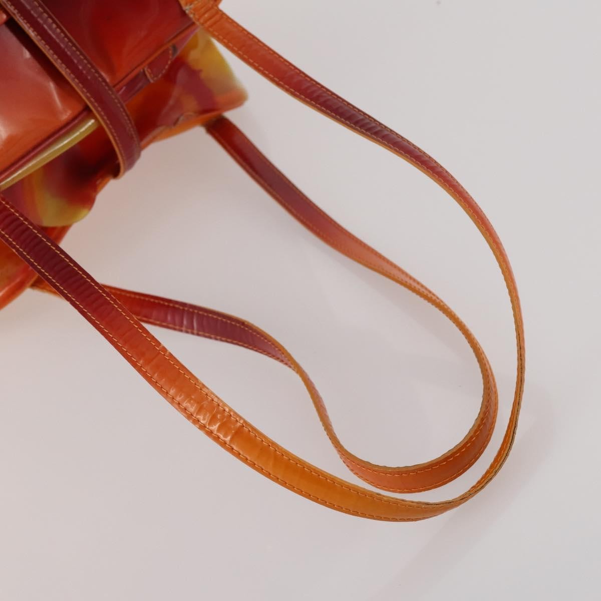 Dior Christian Dior Hand Bag Vinyl Orange Authentic 177521