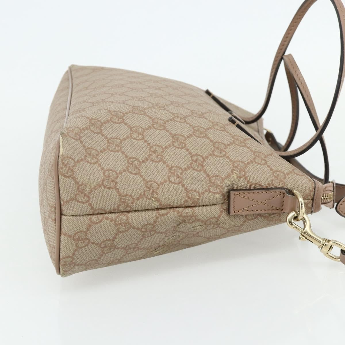 Gucci GUCCI GG Supreme Tote Bag PVC 2way Beige Gold 353440 Authentic 178185