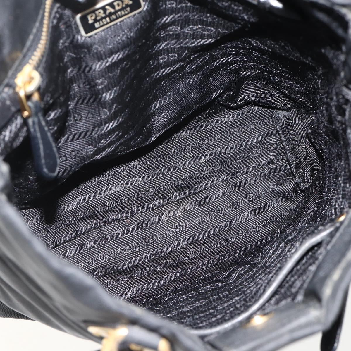 Prada PRADA Hand Bag Nylon Black Gold Authentic 175270