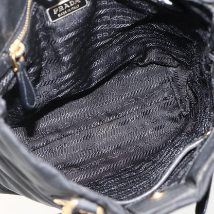 Prada PRADA Hand Bag Nylon Black Gold Authentic 175270