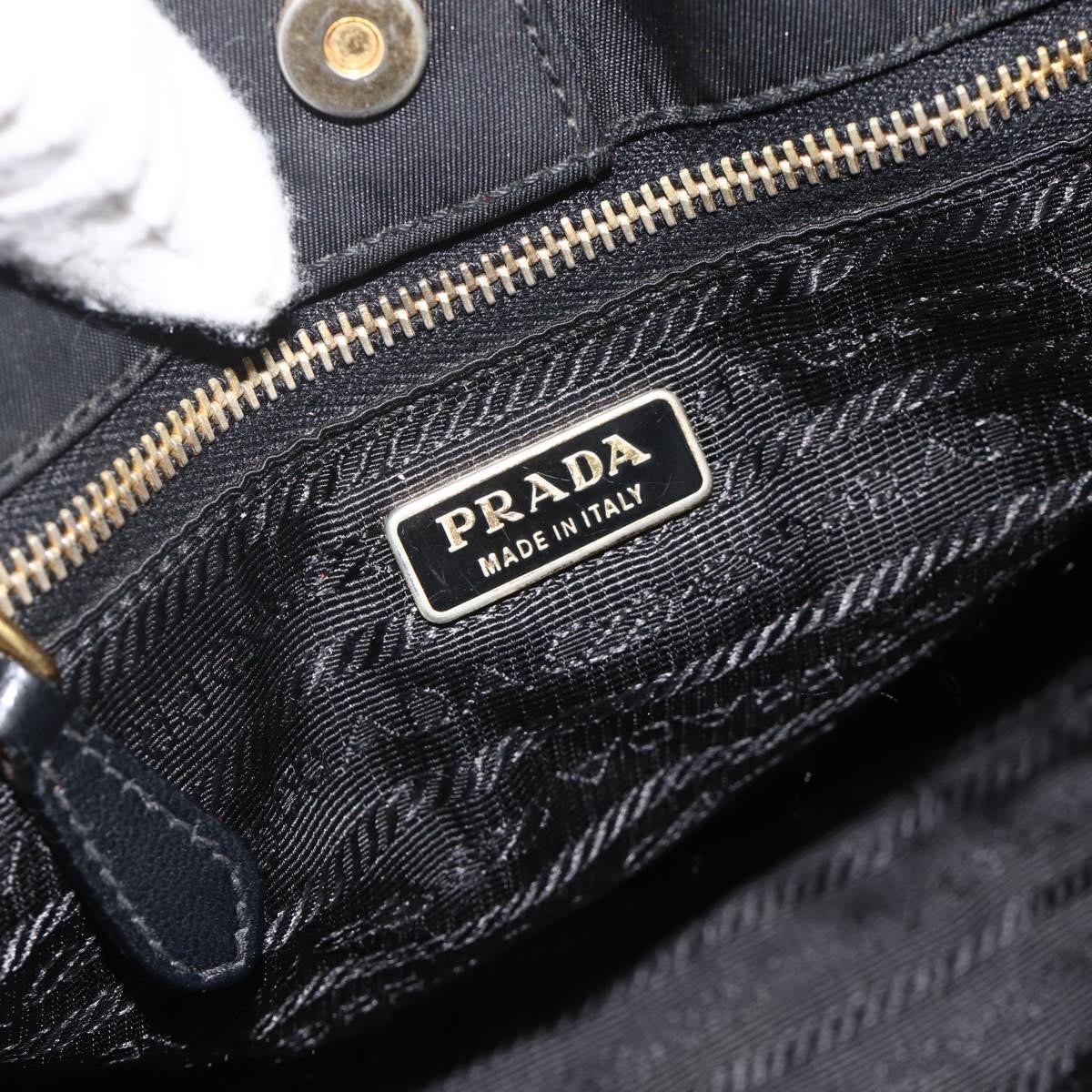 Prada PRADA Hand Bag Nylon Black Gold Authentic 175270