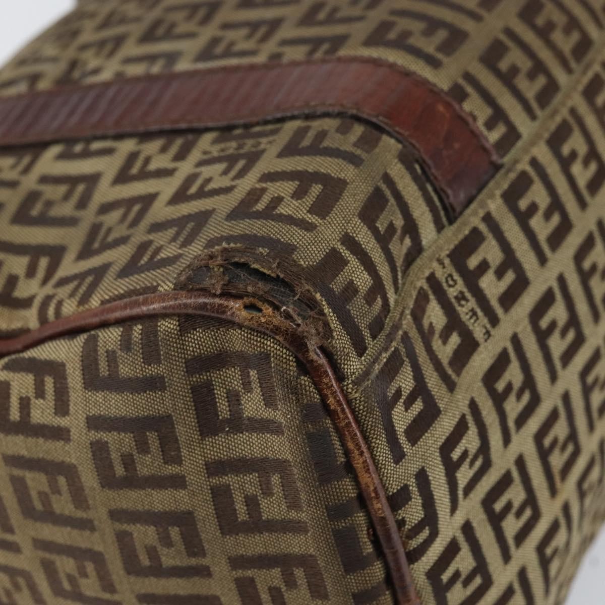 Fendi FENDI Zucchino Canvas Hand Bag Beige Gold Authentic ka2154