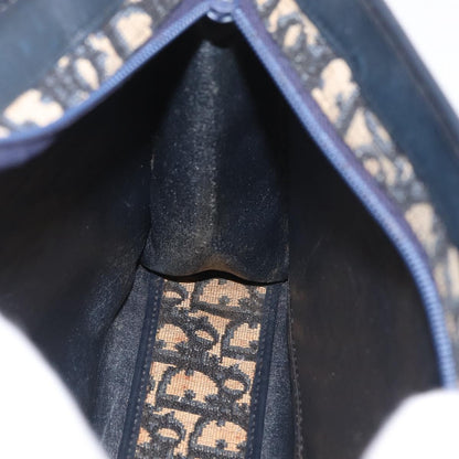 Dior Christian Dior Trotter Canvas Shoulder Bag Navy Gold Authentic 181395
