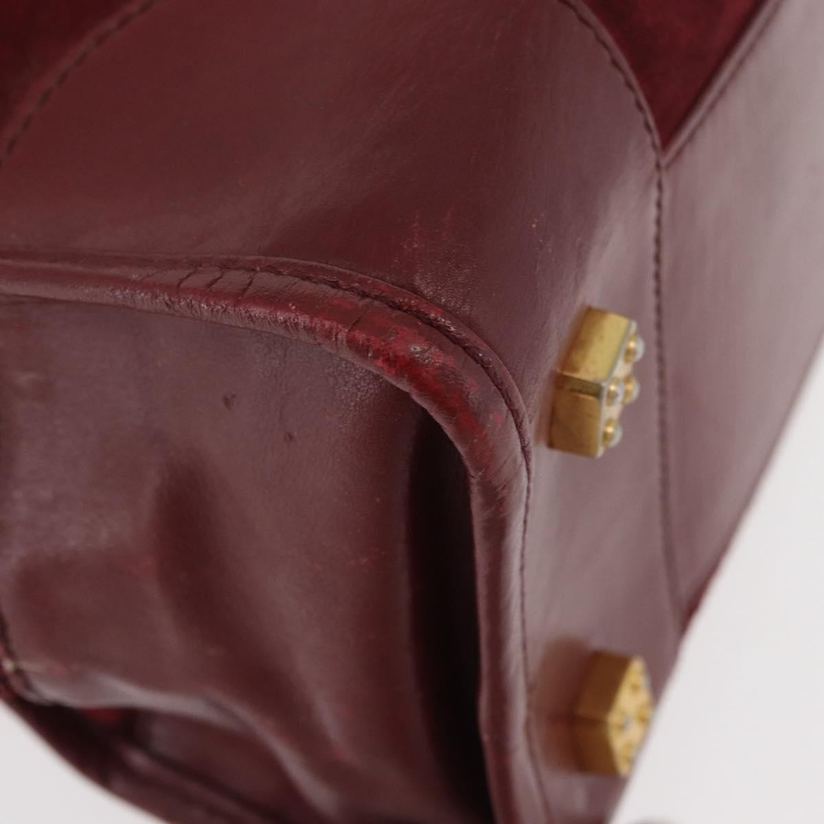 Loewe LOEWE Anagram Hand Bag Suede Leather Bordeaux Gold Authentic bs34369